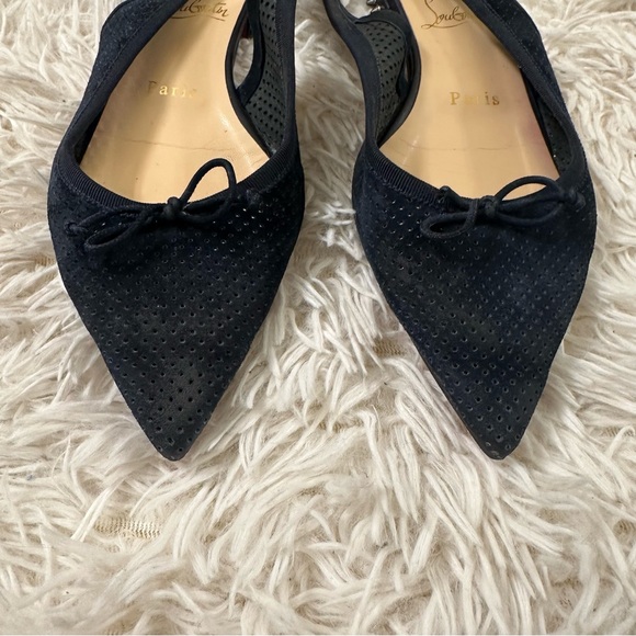 Christian Louboutin HALL SLING Spike Studded Heel Suede Flat Sandals 37.5 - Picture 4 of 8